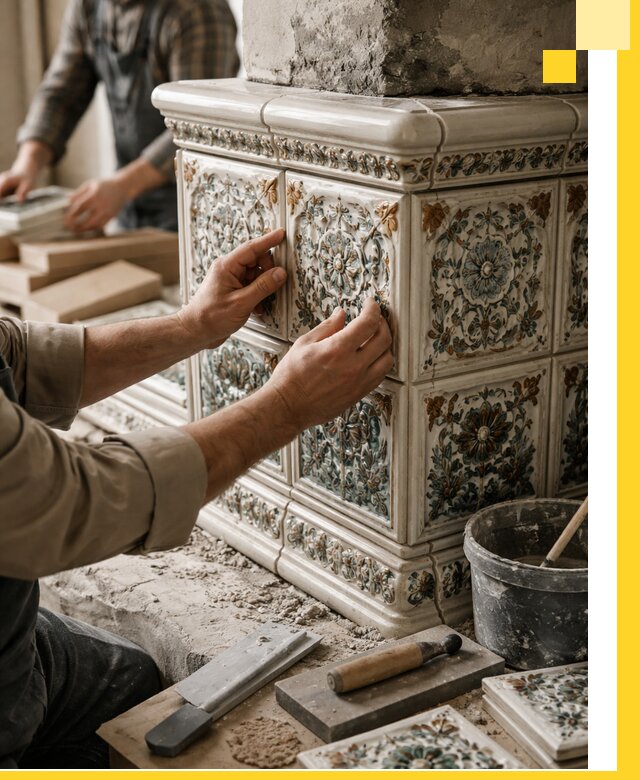 Изразцовые камины под ключ в Лянторе: проект и монтаж