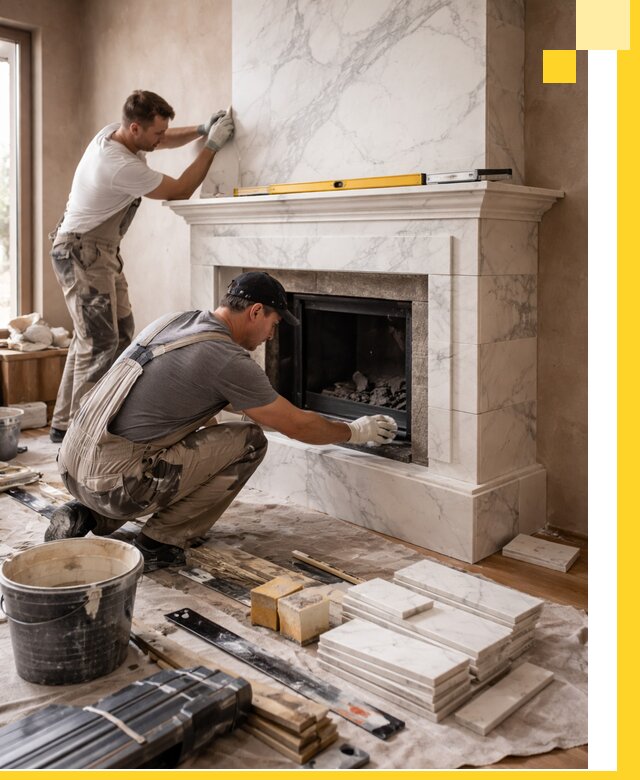 Отделка каминов в Лянторе качественные облицовочные работы