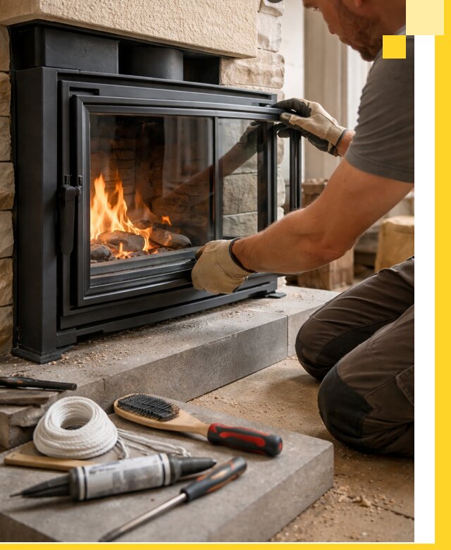 Производство, монтаж и доставка каминов со стеклом в Лянторе