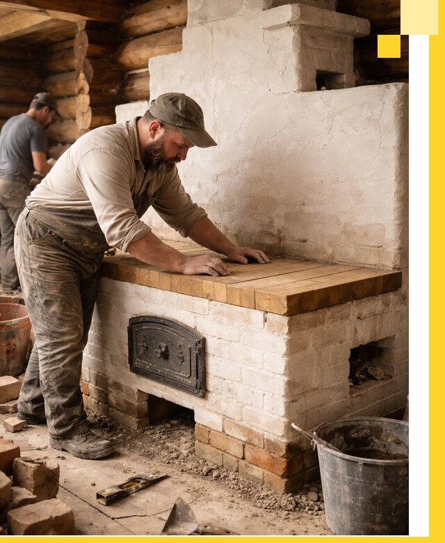 Проектирование и установка русской печи с лежанкой в Лянторе