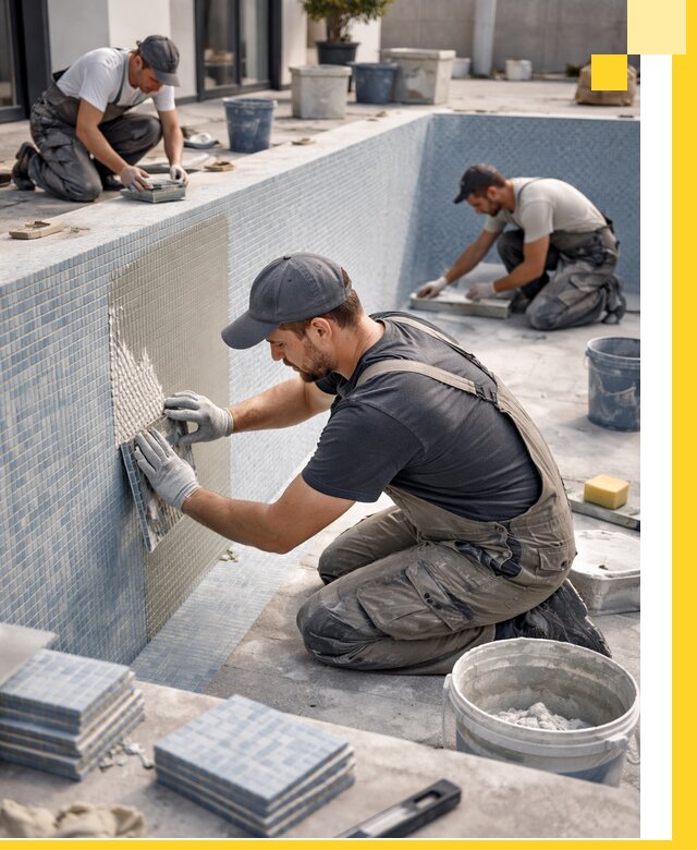 Облицовка бассейнов в Лянторе плитка мозаика гидроизоляция