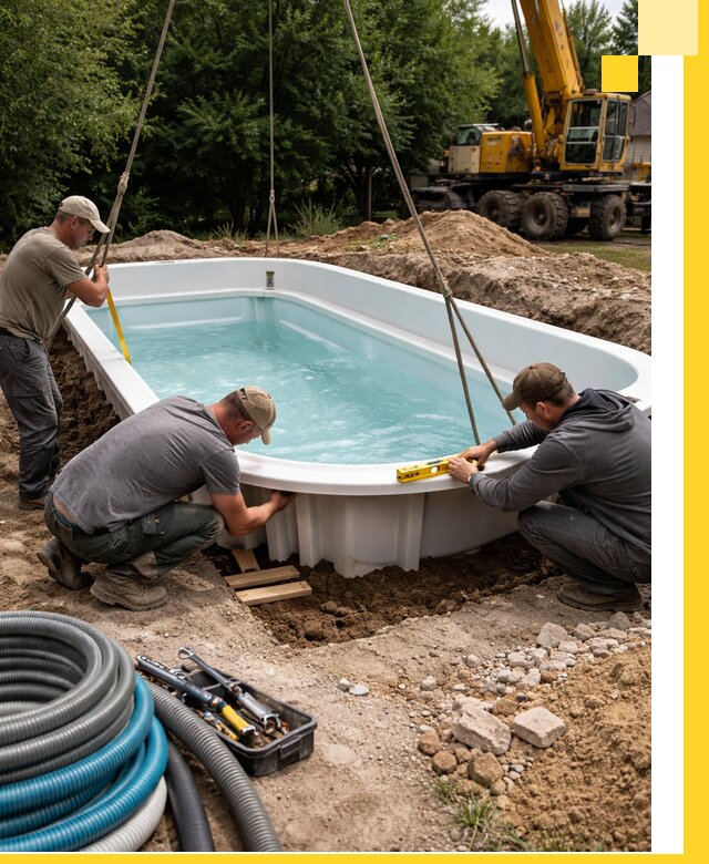 Установка и монтаж композитных бассейнов под ключ в Лянторе