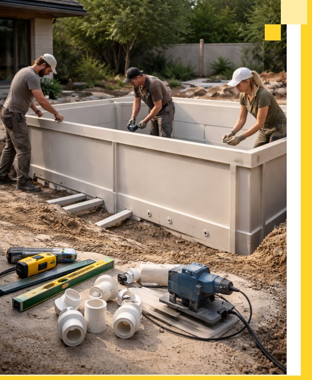 Установка полипропиленовых бассейнов под ключ в Лянторе