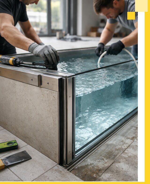 Проектирование и монтаж стеклянных бассейнов в Лянторе