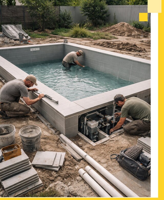 Строительство и монтаж бассейнов для дачи под ключ в Лянторе