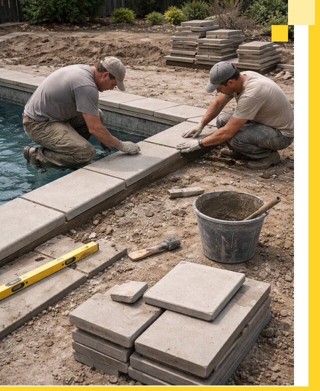Установка и изготовление копингового камня для бассейнов в Лянторе