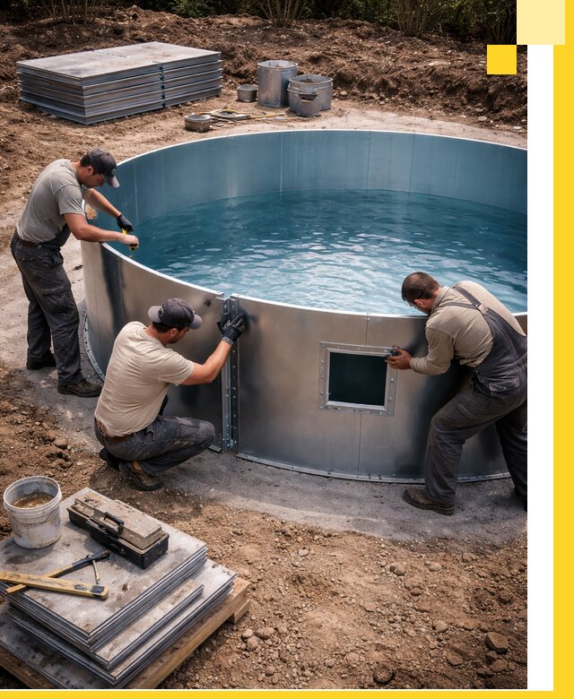 Круглые бассейны под ключ в Лянторе проектирование и монтаж