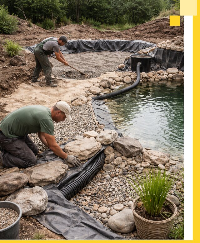 Строительство природных бассейнов и озер в Лянторе под ключ