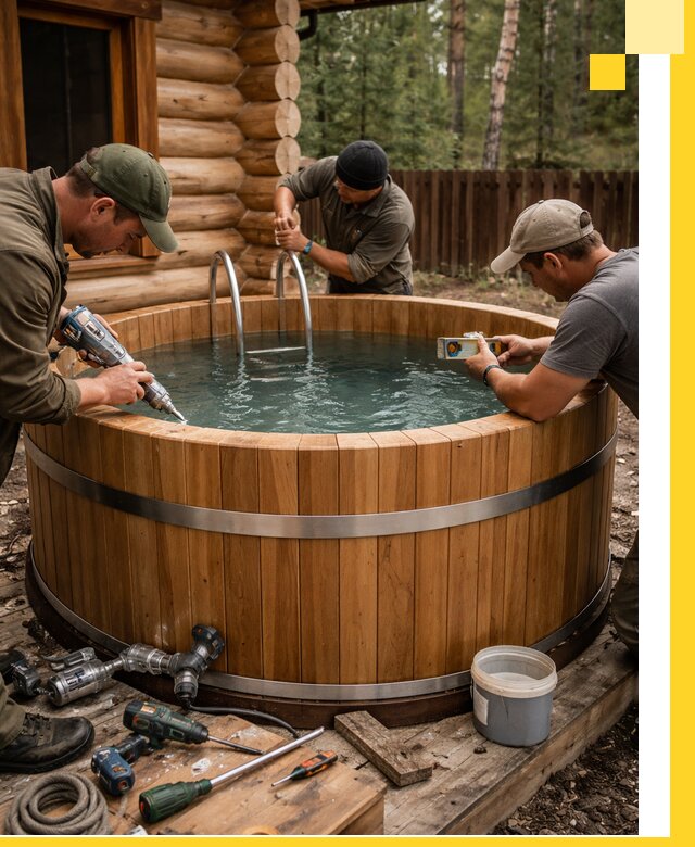 Строительство бань с купелью под ключ и отделкой в Лянторе