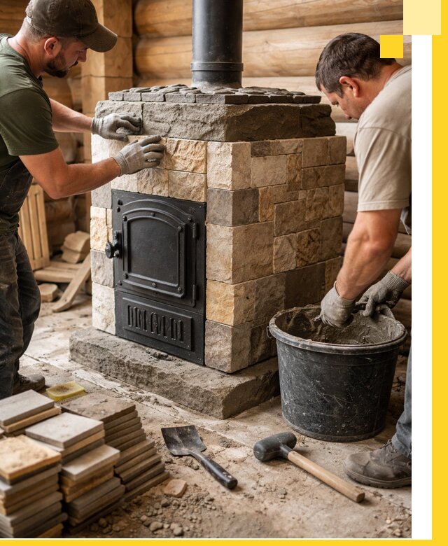 Облицовка банной печи под ключ в Лянторе: камень и плитка