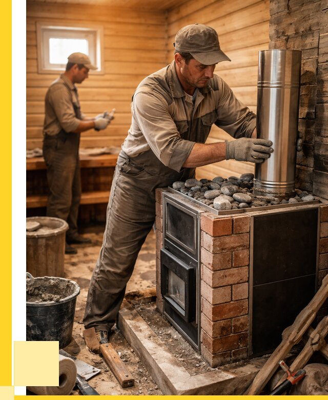 Монтаж печи в бане под ключ в Лянторе от 20474 р. | ЭриданЛнт