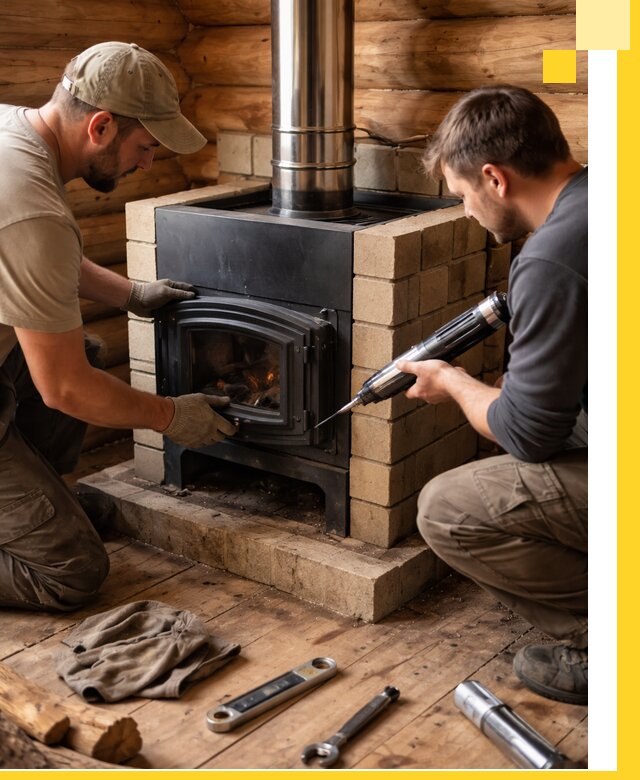 Монтаж и установка печи в бане под ключ с гарантией в Лянторе