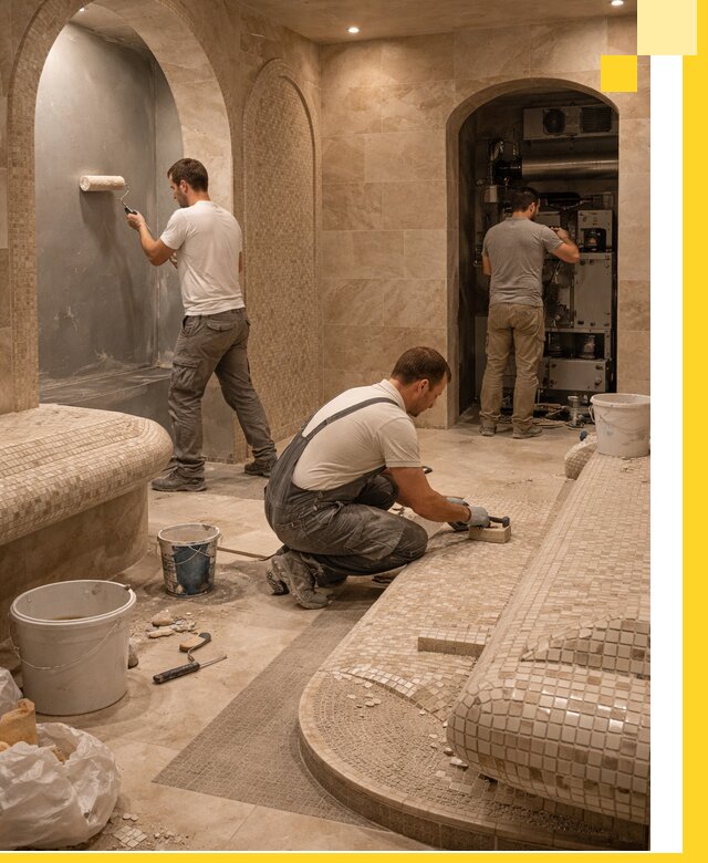 Строительство бани с хамамом и бассейном под ключ в Лянторе