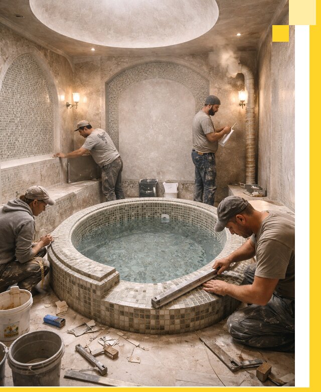 Профессиональное строительство хамама с бассейном в Лянторе под ключ