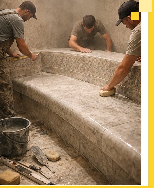 Изготовление и установка сидений для хамама в Лянторе