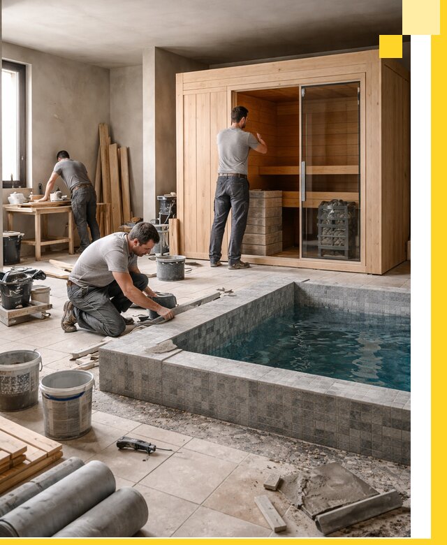 SPA зоны под ключ с бассейном сауной и печью в Лянторе